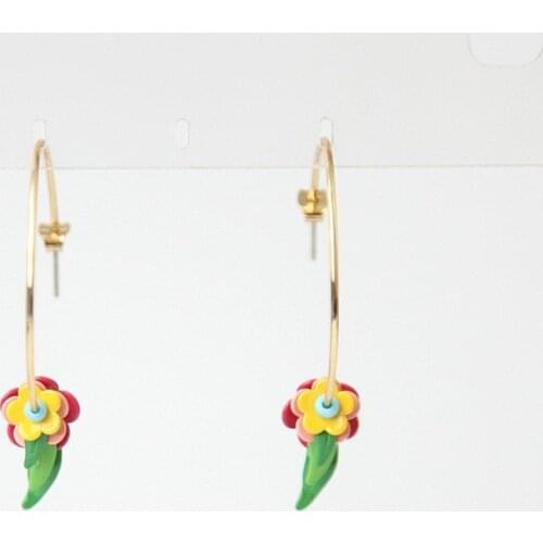 Korean Style Fashion Parts Enamel Glaze Porcelain Enamels Flower Earrings Ear Rings Ear Stud Simple All-match Earrings Ear Rings