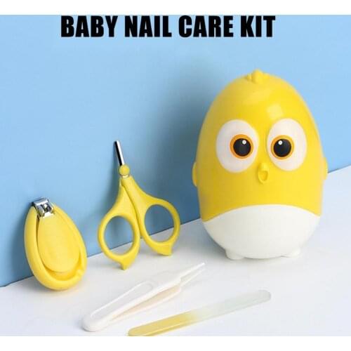 Cartoon Baby Nail Trimmer Baby Nail Care Set 4pcs Baby Nail Clipper Scissor File Tweezer With Case Baby Manicure Set For Newborn