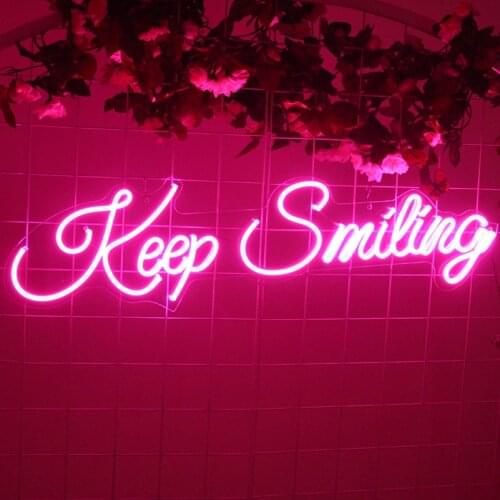 Keep Smiling Neon Light Sign Custom Text decoration Art For Home Party Bar Bedroom Hanging Wall mural Flex Led Lamp Letter Decor