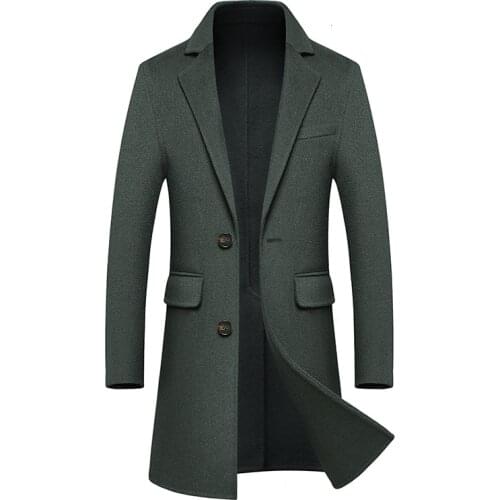 2020 NEW luxurious Wool & Blends Mans Long Woolen coat Autumn Winter Coats Men Business Casual Male Woolen coat