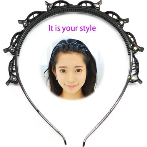 New Non-Slip Hairband Rhinestone Headband Women Hair Bands Hoop Claws Clips Double Bangs Hairstyle Hairpin Hair Clip Accessories