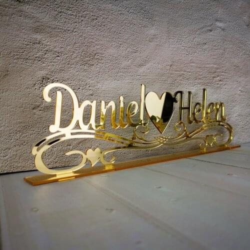 Personalized Mirror gold Name Wedding Table Sign,Custom Table Sign Wedding with name,For wedding party Decor Supplies of Party