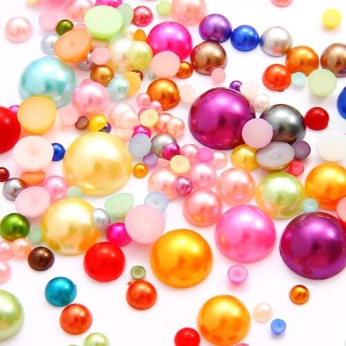 8mm 200Pcs ABS Pearl Half Round Flatback Pearls Resin Scrapbook Beads For DIY Blank Base Cabochon Handmade Craft Jewelry Making