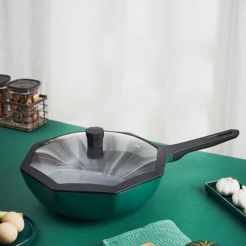 Anti puff household cast iron pot antiskid heat-resistant Chinese woks with lid modern simple aluminum alloy cookware