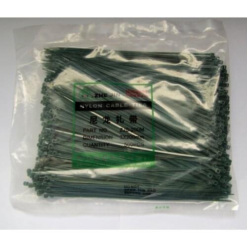 ZHEJIN (500pcs) ZJ-4*200MM (8.0"X18lbs) Colour Nylon Plastic Zip Black Green Color Cable Ties Wire(width:2.6mm)