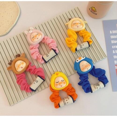 New Girls Novelty Cute Cartoon Pig Scrunchie Ponytail Hair Tie Sweet Hair Decorate Elastic Hair Bands Fashion Hair Accessories
