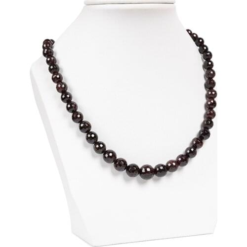 Natural Garnet 6-14mm Faceted Round Tower Necklace Handmade DIY Design Jewelry Women Clothing With Festival Birthday Gifts 18"