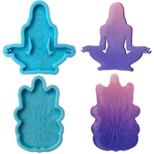 2 Types Chakras Resin Molds Yoga Coaster Silicone Molds for DIY Epoxy Resin Keychain Ornament Dec for Home