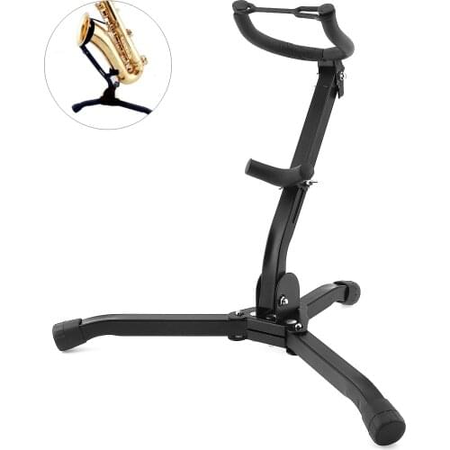 Foldable Durable and Stable Black Alto Tenor Saxophone Stand Sax Tripod Holder Instruments Accessories with 3 Metal Legs