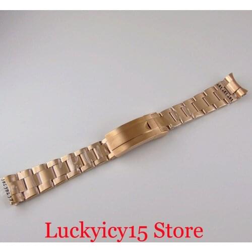 Full Rose Gold Coated Replaced Watch Bracelet Watch Band Deployment Clasp 20mm width Lug for 40mm men watch