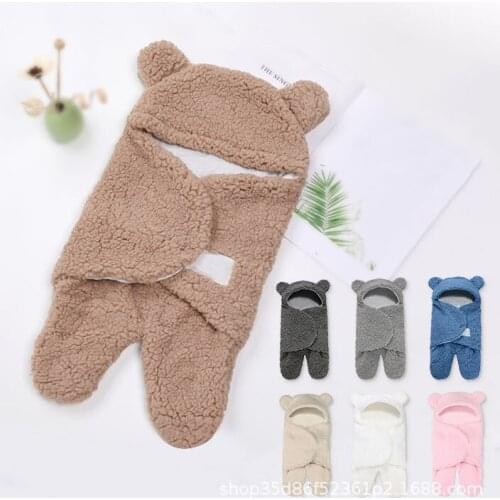 Baby Sleeping Bag Lamb Plush Thickened Anti Startle Autumn Winter Warm Newborn Swaddling Quilt Soft