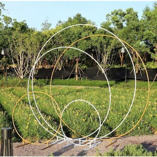 Wedding Arch Metal Round Balloon Background Arch Frame Bracket Wedding Birthday Party Background Decoration Flower with Frame