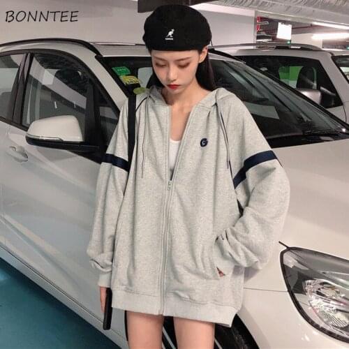 Sweatshirts Women with Hat Spring Patchwork Bright Line Decoration All-match Sweet Fashion Casual Female Tunic Elegant Students