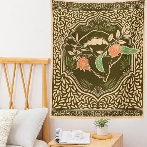 Tarot plant tapestry Flower mouth home decoration witchcraft tapestry Mandala flower wall decoration Hippie Bohemian decorative
