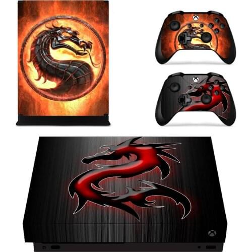 Mortal Kombat Dragon Full Cover Skin Console & Controller Decal Stickers for Xbox One X Skin Stickers Vinyl