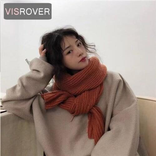 VISROVER solid color knitted women winter scarf cashmere like scarves lady winter warm shawls wraps winter pashmina femal hijab