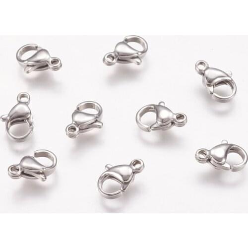 10pc 304 Stainless Steel Lobster Claw Clasps DIY Making Jewelry Necklaces Bracelets Anklets Finging Accessories 9/10/11/12/15mm