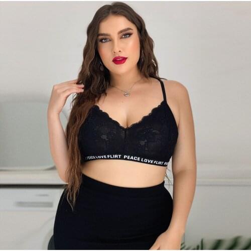 Large plus size bra womens sexy nightclub perspective mesh single top sling bras lingerie bralette underwear sütyen tops