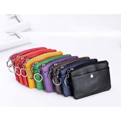 Women Men Leather Wallet Multi Functional zipper Leather Coin Purse Card Wallet Coin Purse Pouch Key Holde