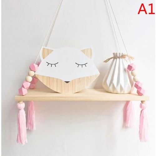 1pc Nordic Style Colorful Beads Tassel Wooden Wall Shelf Wall Clapboard Decor