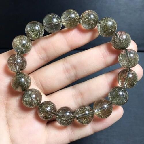 12.7mm Natural Silver Rutilated Quartz Clear Round Beads Bracelet Women Men Fashion Wealthy Stone Certificate AAAAAA