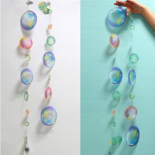 2Pcs/Set Marine Theme Decoration Wind Chime Ornaments Arrangement Garland Bubble Mermaid Blue Purple Color Bubble Flag