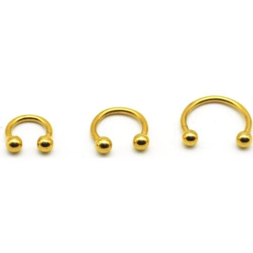 316L Surgical Steel Horseshoe Nose Lip Ear Piercing Hoop Ring Eyebrow Universal Gold Vacuum Plating Titanium 16G Body Jewelry