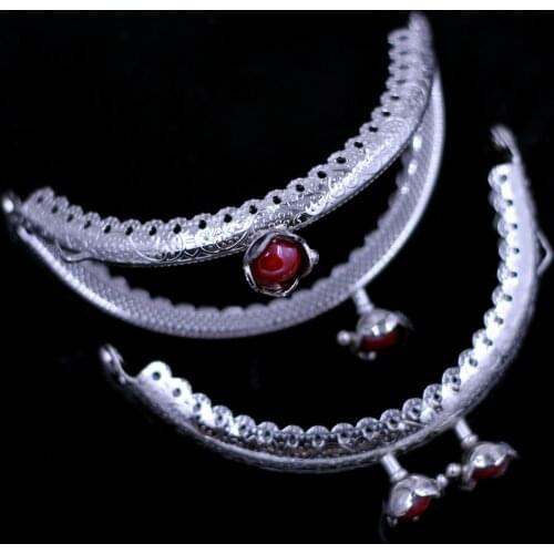 50PCS 8.5cm Red Lotus Ruffle Purse Bag Frames Metal Kiss Clasps Clutch Buckle Handbag Handle Crafts Luggage Hardware Accessories