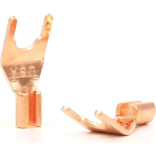 8pcs hi-end Pure Red Copper Spade Plug Speaker Cable Spade Connector Terminal Plug