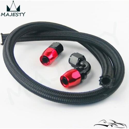 AN10 10-AN STEEL/NYLON OIL/FUEL LINE HOSE 1M/3FT + STRAIGHT+90 degree SWIVEL FITTING