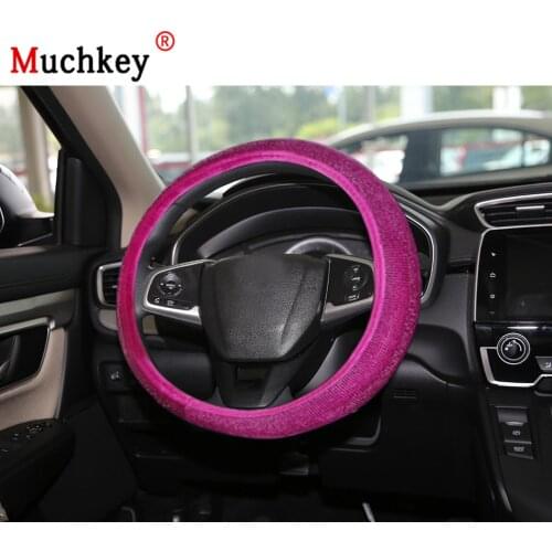 MUCHKEY Brand For Honda CR-V 2018 Car Steering Wheel Cover Luxury Crystal Leather Anti-Slip Auto Accessories Interior