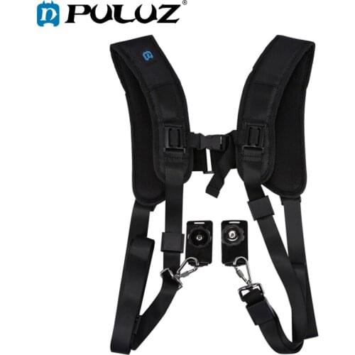 PULUZ Camera Quick Release Strap Double Shoulder Harness Soft Pad Decompression Foam Shoulder Strap Belt For DSLR