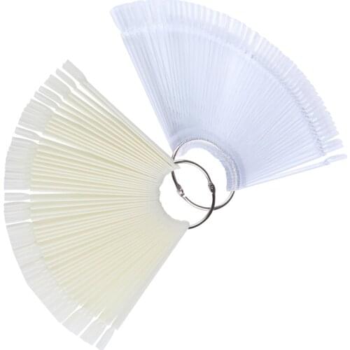 Color Card False Nail Tips Fan Transparent White Fake Nail Tips Nail Art Practice Display Design Tools