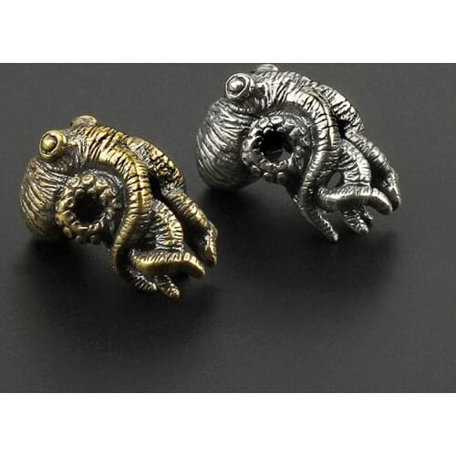 DIY Pendant Vintage Copper Paracord Beads Octopus Knife Beads Brass Squid Beads Umbrella Rope