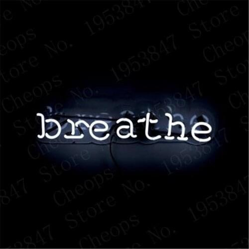 Breathe Gift Neon Signs Real Glass Tube Beer Bar Pub Handmade Homeroom Girlsroom Party Decor Light Sign 14 inch