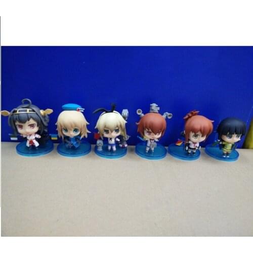 8CM 6pcs/set Anime Kantai Collection Shimakaze Haruna Nagato Akagi Atago Ikazuchi PVC Action Figure Model Cartoon Doll LELAKAYA