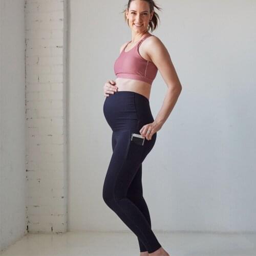 2020 Maternity Elastic Stretch Sports Yoga Pants Womens Pregnant Pants Trousers With Pocket Belly Leggings For Pregnancy Skinny