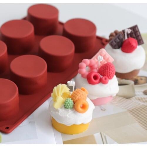 8 Holes Round Cake Bottom Base Shape Candle Silicone Soap Mold Chocolate Decorating Baking Tools Fondant Food Grade