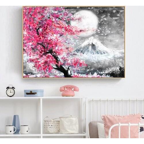 Sakura Tree Cherry Blossom Japanese Mount Canvas Art Paintings For Living Room Bedroom Posters And Prints Wall Poster Home Decor