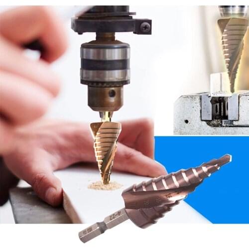 3PCS Cobalt Step Drill Bit 3-12mm 4-22mm 6-24mm HSS-CO HSS Cone Metal Drill Bit Set Pistol Bench Dril Power Tools Accessories