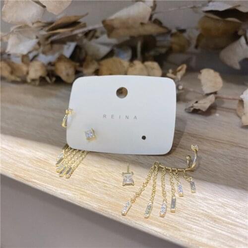 Korean Fashion Gold Color Long Tassel Dangle Earring for Women Girls Bling Bling Rhinestone Metallic Earring Jewelry Pendientes