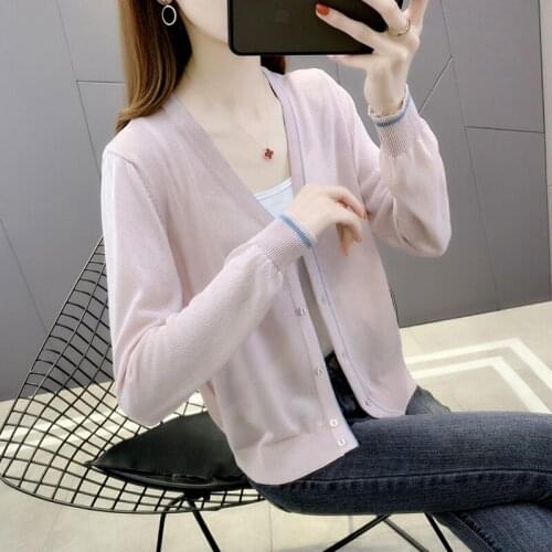Short sunscreen thin womens knitted cardigan 2021 summer new loose shawl with long sleeve air conditioner jacket