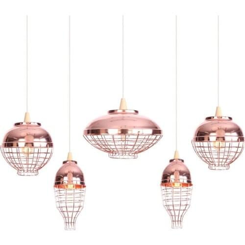 Single-end rose gold chandelier, hotel restaurant living room decoration wooden pendant lamp, American creative pendant lights