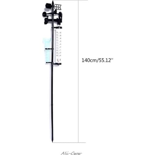 Garden Outdoor Weather Station Meteorological Measurer Vane Tool Wind Rain Gauge