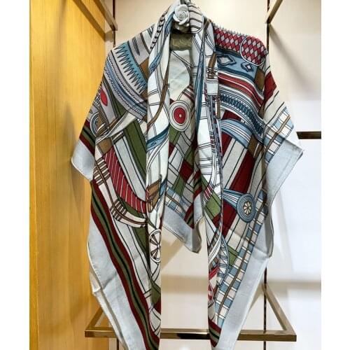 Fashion New Rotate Art Print Lady High Grade Silk Cashmere Elegant Scarf Pashmina Fashion Design Headband Square Warm Shawl SR5