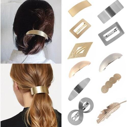 Fashion Geometric Hair Clip Girls Metal Hairgrips Hair Crab Moon Shape Hair Clip Claws Hairpin Horsetail Headwear Accessories
