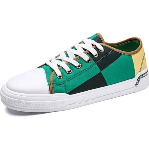 Men Canvas Shoes Fashion Trend Walking Sneakers Comfortable Casual Low-Top Gingham Shoes 2021 New Brand Designer 39-44 Euro