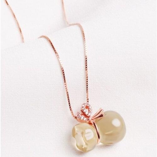 Designer original new natural citrine diamond necklace pendant elegant charm creative retro female silver jewelry