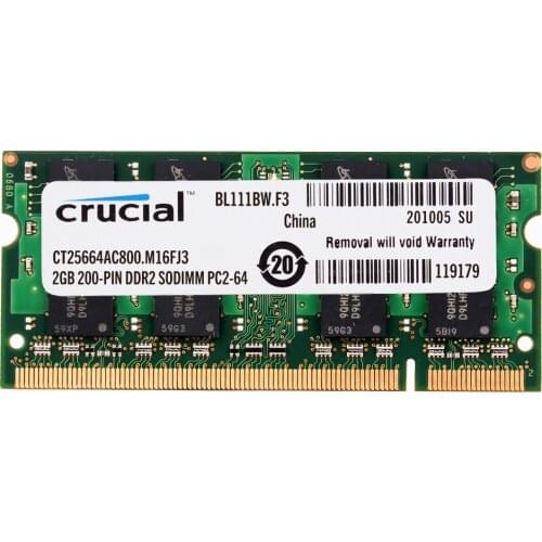 Crucial Laptop Memory DDR2 667/800 MHZ 1.8V CL5 200pin DDR2 2GB 4GB laptop RAM 4GB=2PCS*2G PC2-5300/6400S