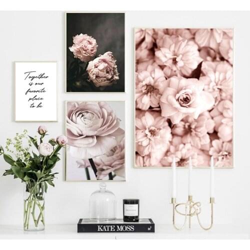 Romantic Light Pink Peonies Flowers Canvas Paintings Gallery Posters Prints Wall Art Pictures Bedroom Interior Home Decor